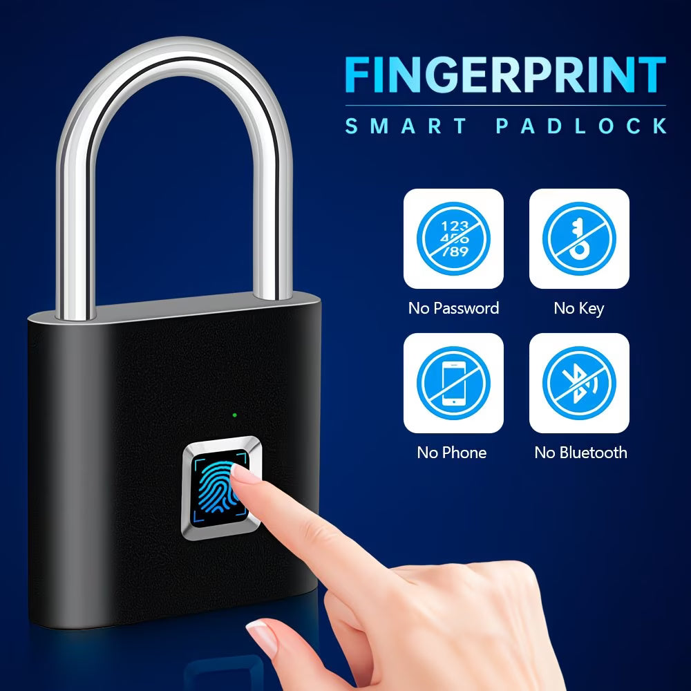 Fingerprint Padlock - No Key, USB Rechargable, Advanced Security