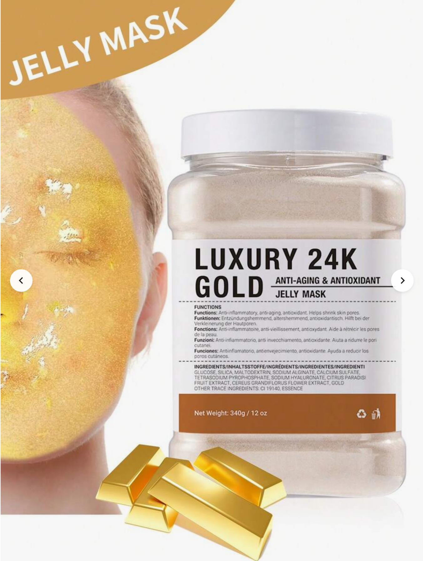 Collagen, Gold And Bamboo Charcoal Jelly Face Mask