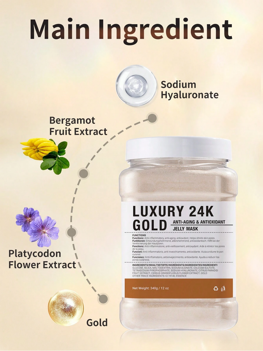 Collagen, Gold And Bamboo Charcoal Jelly Face Mask