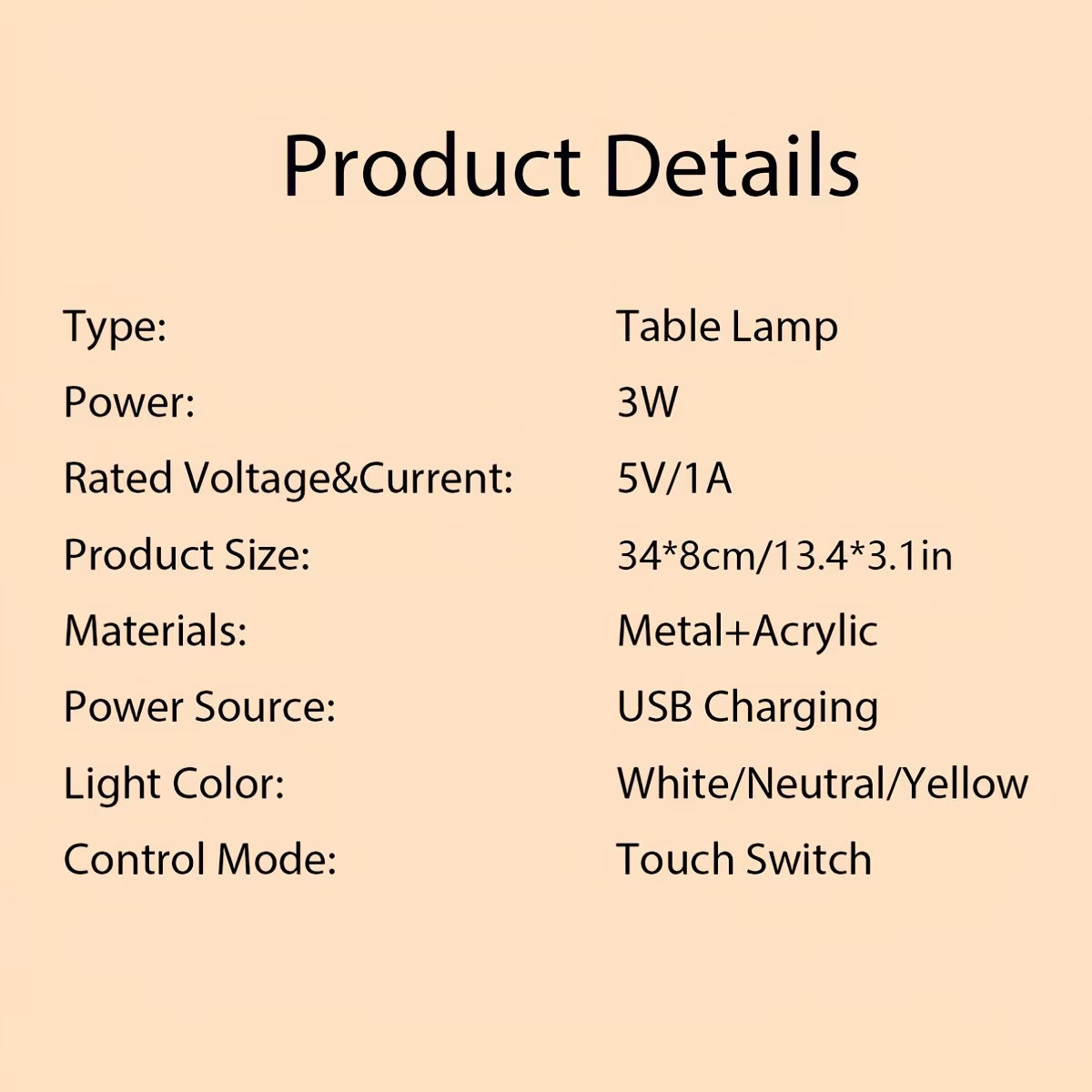 LED Touch Lamp - Cordless, Rechargable and 3 Color function