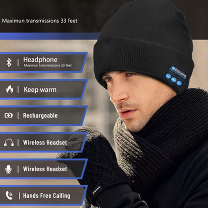 Beanie with Built in Wireless Handsfree Headphone - USB Rechargeable