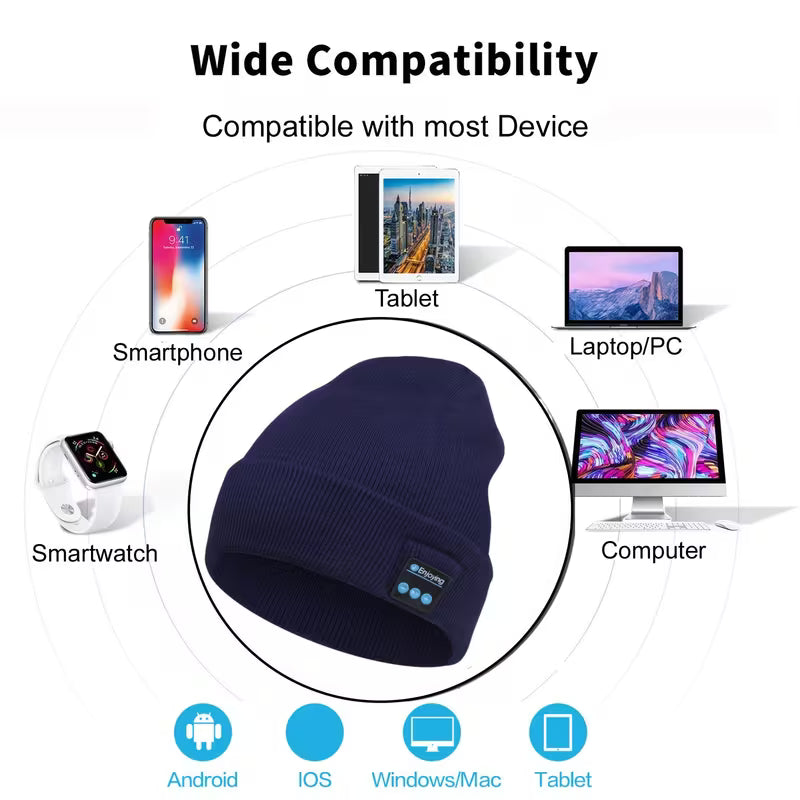 Beanie with Built in Wireless Handsfree Headphone - USB Rechargeable