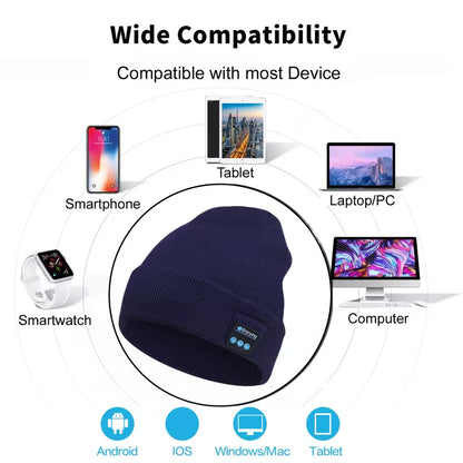 Beanie with Built in Wireless Handsfree Headphone - USB Rechargeable