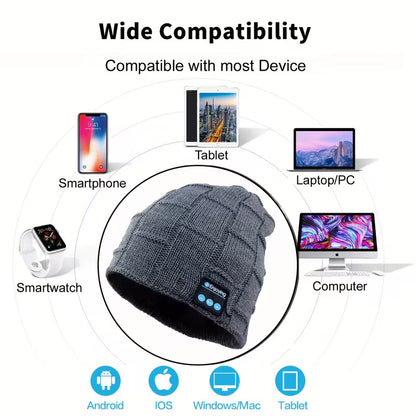 Beanie with Built in Wireless Handsfree Headphone - USB Rechargeable