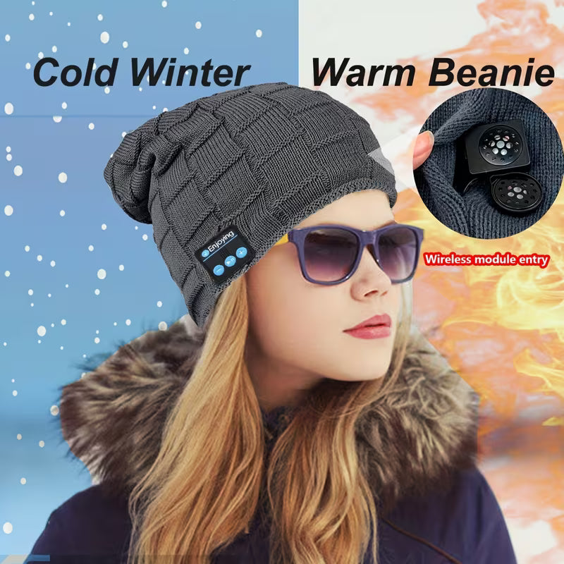 Beanie with Built in Wireless Handsfree Headphone - USB Rechargeable