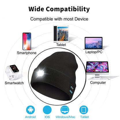 Beanie with Built in Wireless Handsfree Headphone - USB Rechargeable