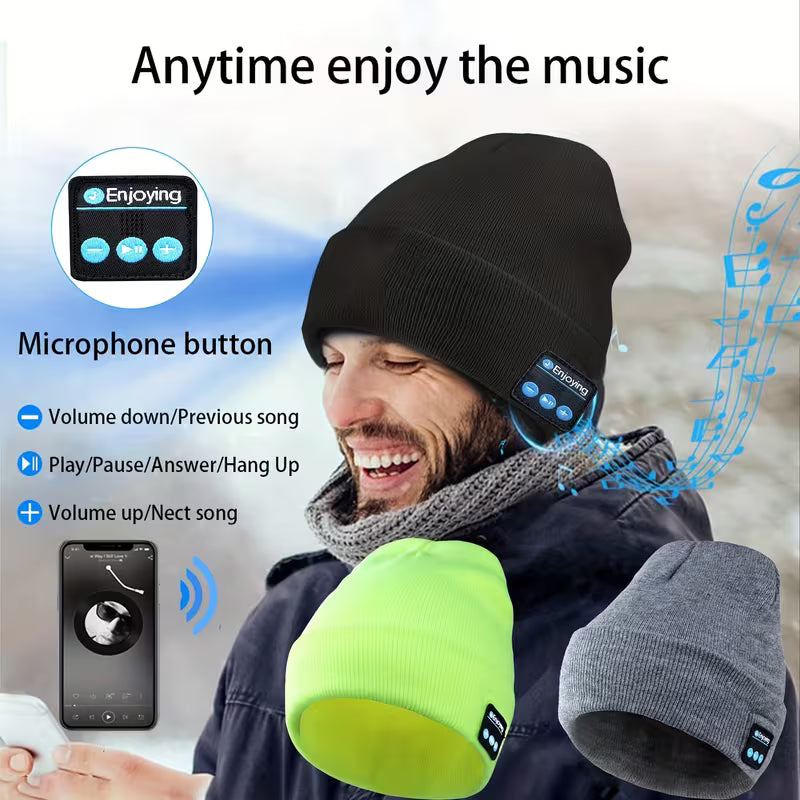 Beanie with Built in Wireless Handsfree Headphone - USB Rechargeable