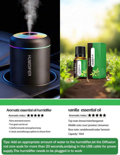 Humidifier And Mist Diffuser - USB Color Changing Night Light and Cold Mist Function