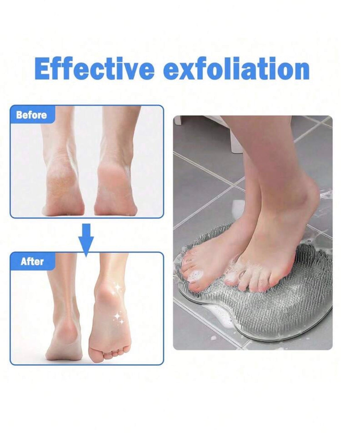 Foot Scrub - 2 in 1 Shower Foot Scrubber Mat – Clean, Exfoliate & Massage Hands-Free