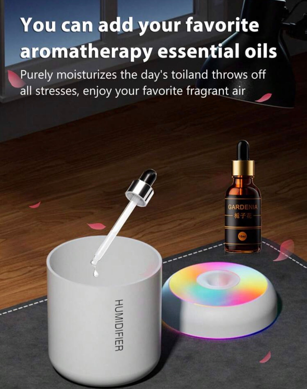 Humidifier And Mist Diffuser - USB Color Changing Night Light and Cold Mist Function