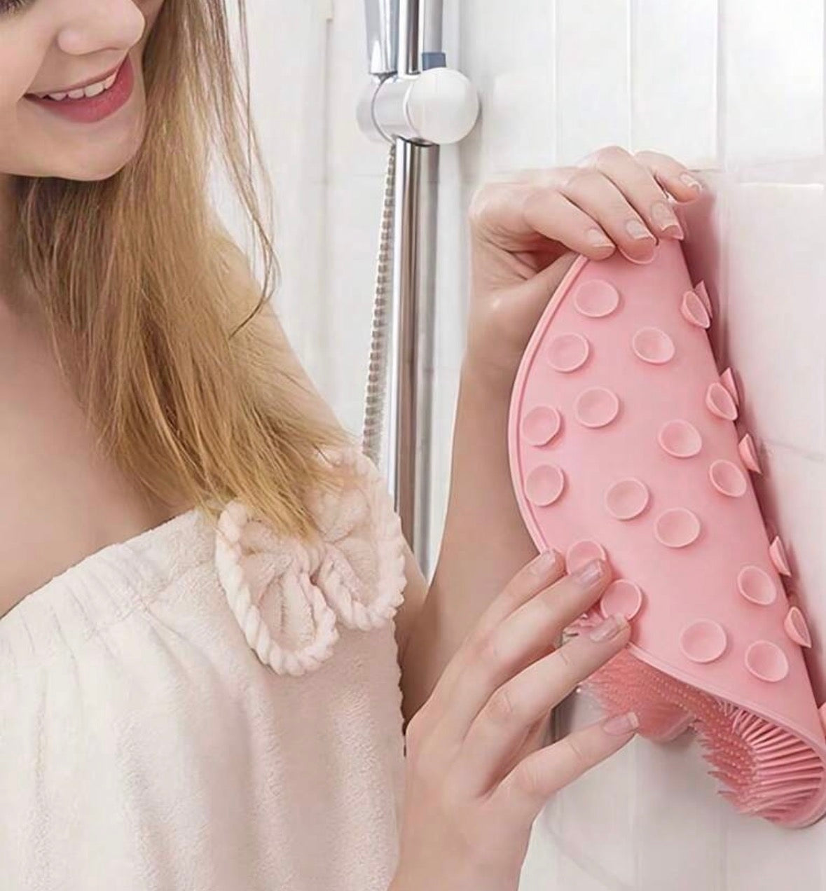 Foot Scrub - 2 in 1 Shower Foot Scrubber Mat – Clean, Exfoliate & Massage Hands-Free
