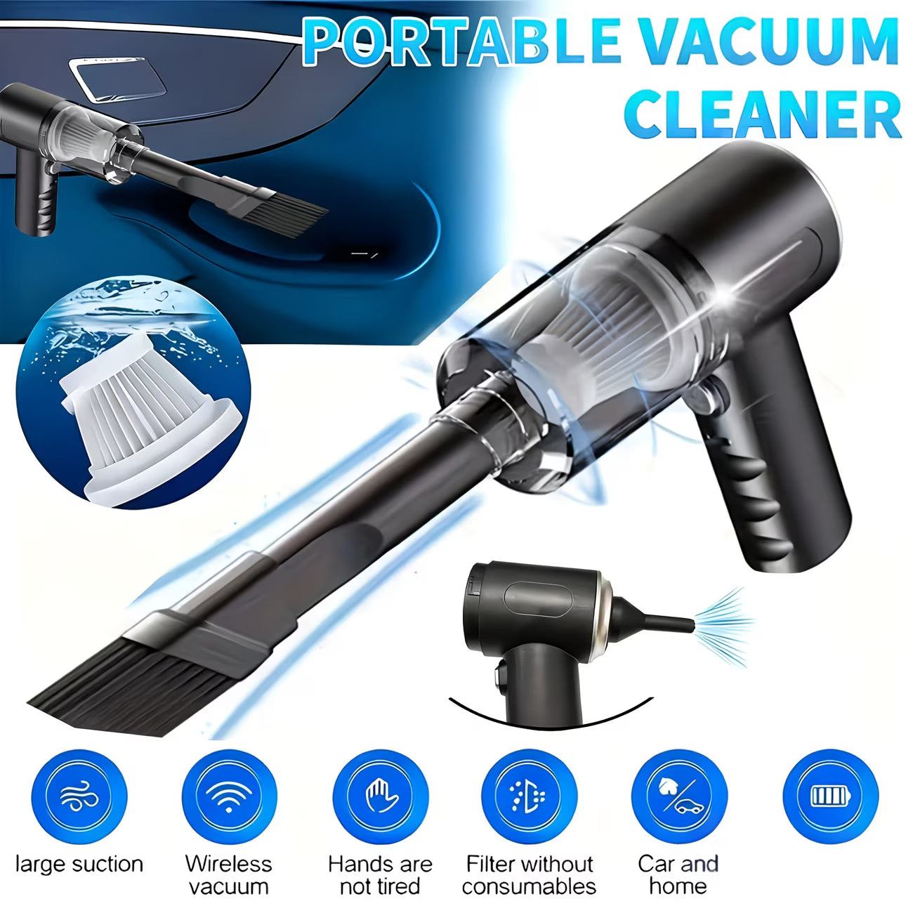 Wireless Handheld Vacuum Cleaner - Rechargable